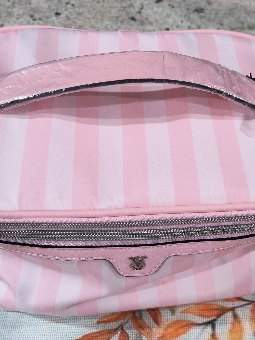 Victoria's Secret Pink & White Striped Cosmetic Case